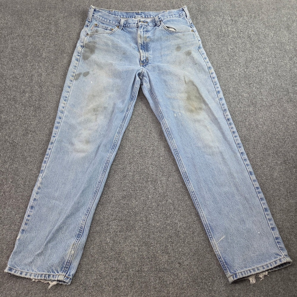 Vintage Carhartt Relaxed Fit Jeans 36x32 Blue Grunge Workwear B17 STW Denim Y2K